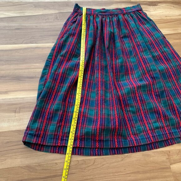 Sweater Loft Petites Medium Tartan Plaid Midi Skirt Red Green Blue Vintage USA - Picture 4 of 8